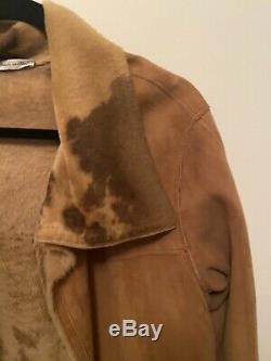 Vtg Reversible Brown Pony Calf Horse Fur Hair Suede Leather Jacket Coat L/XL