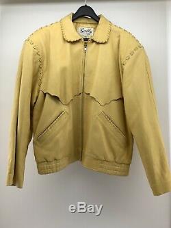 Vtg Scully Mens 42 Western Indian Native American Hunting Horses Leather Jacket