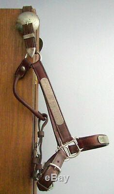 Vtg Silver Horse Show Halter 5 way adjustable Showmanship AQHA Western Leather