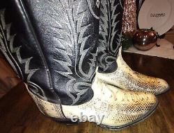 Vtg TONY LAMA Black Western Genuine PYTHON Snakeskin Boots Y9124 Men's 10 D USA