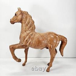 Vtg Tan Leather Horse Equine Animal Sculpture Folk Art 13 Tall