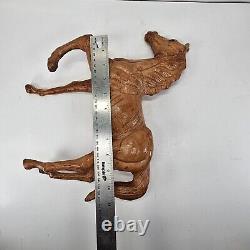 Vtg Tan Leather Horse Equine Animal Sculpture Folk Art 13 Tall