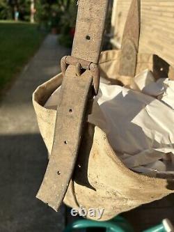 Vtg US Q. M. C. Army Cavalry WW1 Canvas and Leather Horse Feed Bag