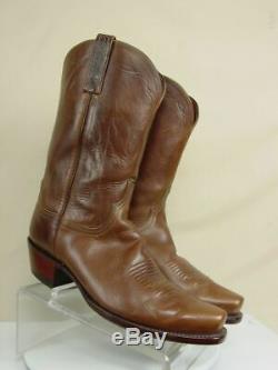 Vtg USA LUCCHESE 1883 Men 10-D Brown Leather Western Horse Cowboy Boot