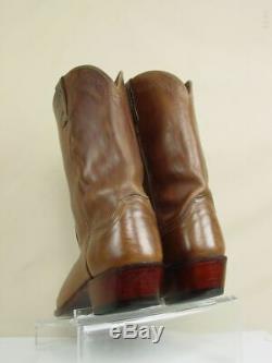 Vtg USA LUCCHESE 1883 Men 10-D Brown Leather Western Horse Cowboy Boot