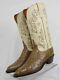 Vtg USA LUCCHESE 1883 Women 7.5-B Full Quill Ostrich Western Horse Cowboy Boot