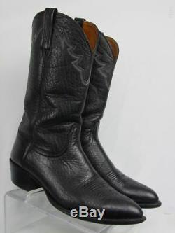 Vtg USA LUCCHESE 2000 Men 12-D Black Leather Western Horse Cowboy Boot