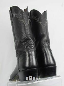 Vtg USA LUCCHESE 2000 Men 12-D Black Leather Western Horse Cowboy Boot