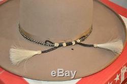 Vtg Western Cowboy American Hat Co 7 1/8 Leather Made Texas Horse Hair Band