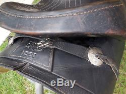 Vtg Western LEDDY Horse Saddle 15 with Fancy Leather Scrolling Nice 1950's
