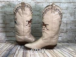 Vtg Zodiac womens sz 9 horse print tall western blocked heel boots