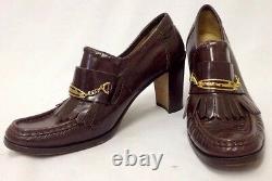 WANNABE Patricia Cox Signature Vtg Brown Leather Loafers Kiltie Heels