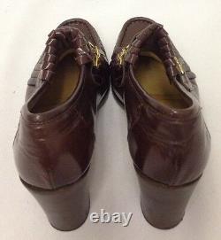 WANNABE Patricia Cox Signature Vtg Brown Leather Loafers Kiltie Heels