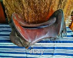 WW1 Calvary Saddle Vintage Leather Horse Saddle 12 Inch Seat