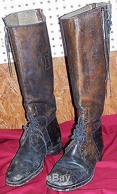 WW1 Officers Cavalry Riding Boots Leather US Army Horse Antique Mens Size 11 12