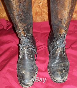 WW1 Officers Cavalry Riding Boots Leather US Army Horse Antique Mens Size 11 12