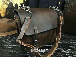 WW2 Vintage 1939 Military Leather Cavalry Messenger Shoulder Briefcase Bag Mens