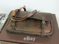 WW2 Vintage 1939 Military Leather Cavalry Messenger Shoulder Briefcase Bag Mens