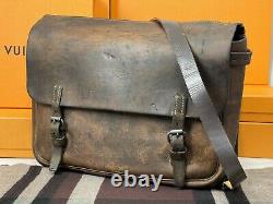 WW2 Vintage 1940 Military Leather Cavalry Messenger Shoulder Briefcase Bag Mens