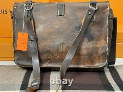 WW2 Vintage 1940 Military Leather Cavalry Messenger Shoulder Briefcase Bag Mens
