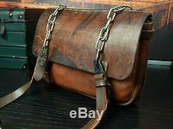 WW2 Vintage 1940s Military Leather Cavalry Messenger Shoulder Briefcase Bag Mens