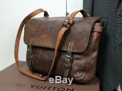 WW2 Vintage 1940s Military Leather Cavalry Messenger Shoulder Briefcase Bag Mens