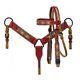 Western Cowhide Leather Horse Matching Headstall Breast Collar Bridle & Reins