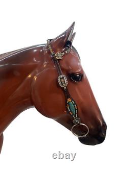 Western Genuine Argentina Leather Headstall Breast Collar Set for Horse Mousm