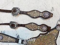 Western Headstall holographic metallic leather Full Horse Size MOUSM