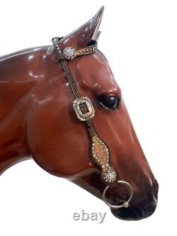 Western Headstall holographic metallic leather Full Horse Size MOUSM