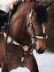 Western Horse Fancy Spanish Real Black Leather Bridle And Breast Collar Deal