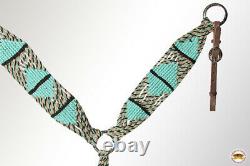 Western Horse Headstall Breast Collar Rein Set American Leather Turquoise U-SET