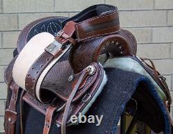 Western Horse Saddle Leather Used Trail Barrel Classic Hand Tooled Tack 16 17