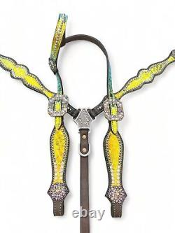 Western Leather Headstall and Breast Collar tack Set for the horse By MOUSM