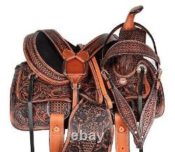 Western Leather Horse Kid Saddle Trail Leather Pleasure Barrel Racing Tack 12 13