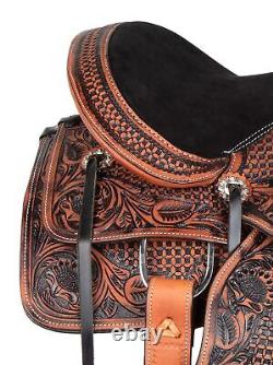 Western Leather Horse Kid Saddle Trail Leather Pleasure Barrel Racing Tack 12 13