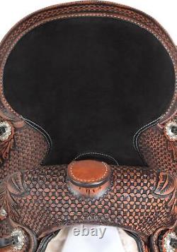 Western Leather Horse Kid Saddle Trail Leather Pleasure Barrel Racing Tack 12 13