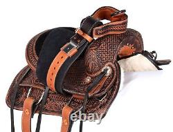 Western Leather Horse Kid Saddle Trail Leather Pleasure Barrel Racing Tack 12 13