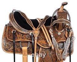 Western Leather Horse Saddle Trail Pleasure Barrel Tack Set 16in 17in 18in