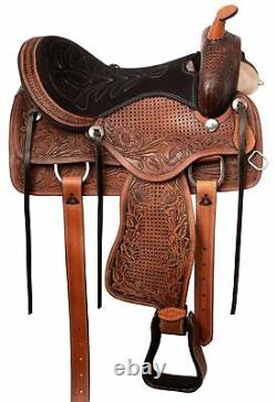 Western Pleasure Trail Barrel Racing Horse Leather Saddle Tack Set 15 16 17 18