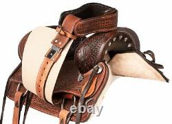 Western Pleasure Trail Barrel Racing Horse Leather Saddle Tack Set 15 16 17 18