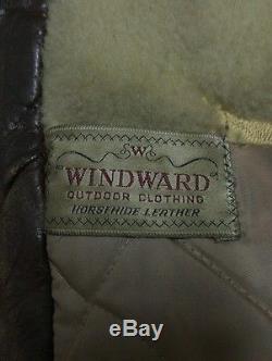 Windward Outdoor Clothing Horse Hide Leather Coat Bomber Jacket Vintage Mid 50s