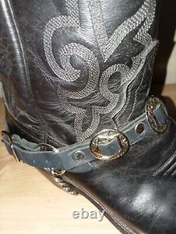 Women's Vintage Justin Black Leather Cowboy Boots Size 7 C Wide L4911 BOOTSTRAPS
