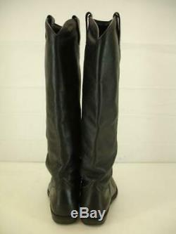 Womens 12 M Frye Ray Vtg Black Leather Knee High Boots Equestrian Riding Pull-On