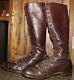 Ww 2 U S Army Cavalry Hightop Brown Leather Boots Sole Length 11 1/2 Vintage